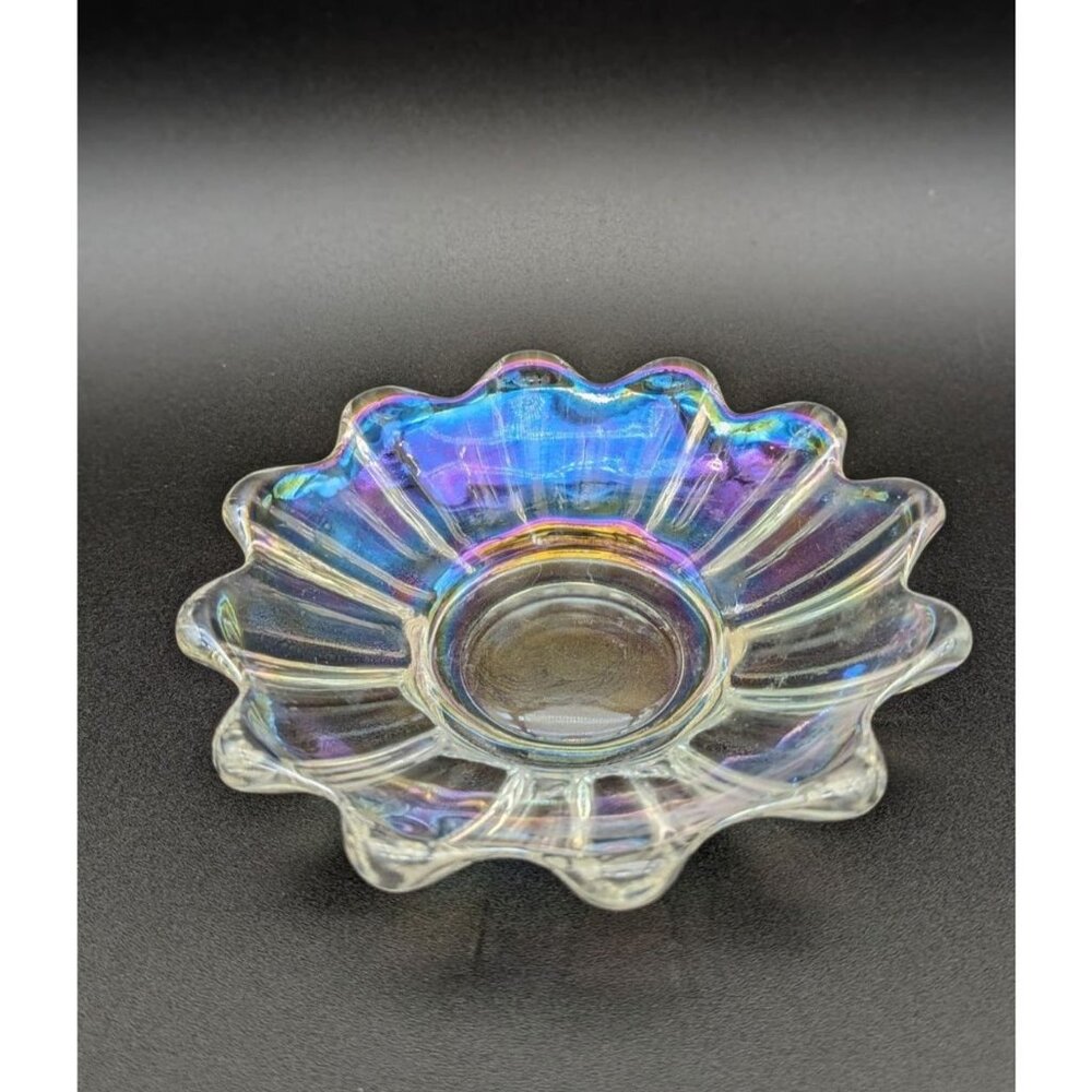 1960's Federal Glass Iridescent Celestial Rainbow Carnival Glass Bowl or Dish
